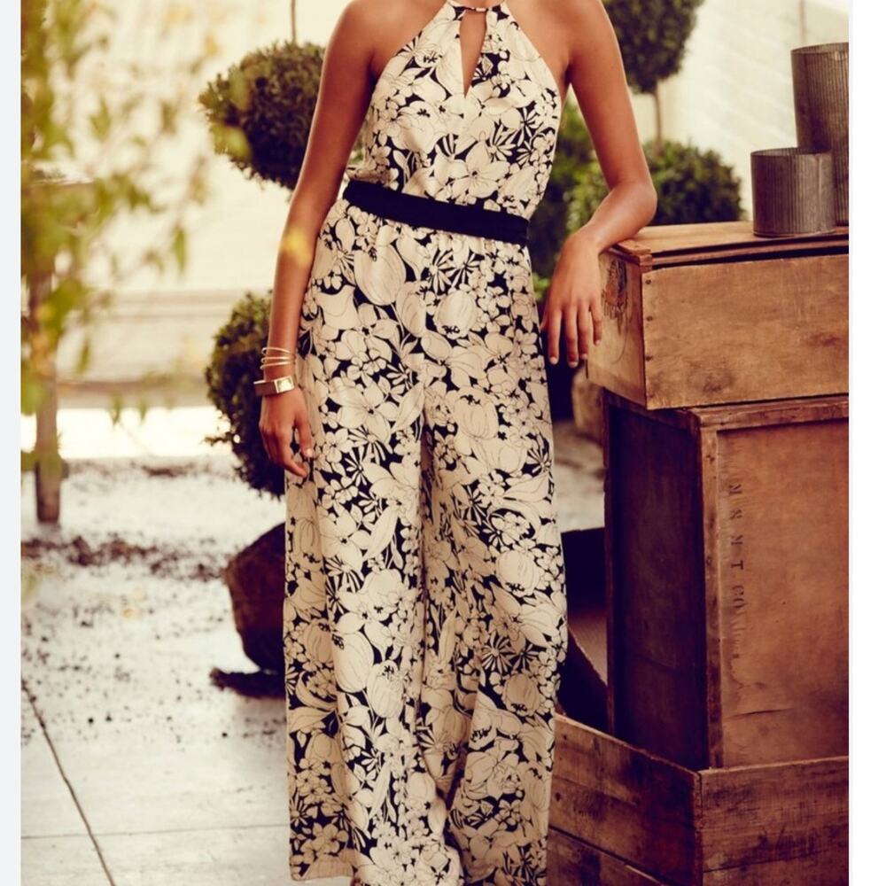 Anthropologie Elevenses Lilium Jumpsuit Medium 100% Silk Floral Wide Leg Floral - Picture 8 of 14